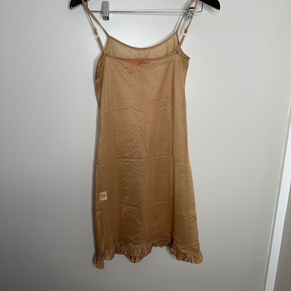 Antoine‎ & Lili Women's APACHE Slip Dress Sheer Ruffle Hem Tan Size 2 - Picture 7 of 7